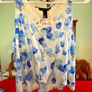 Forever 21 Blue Floral Crop Top